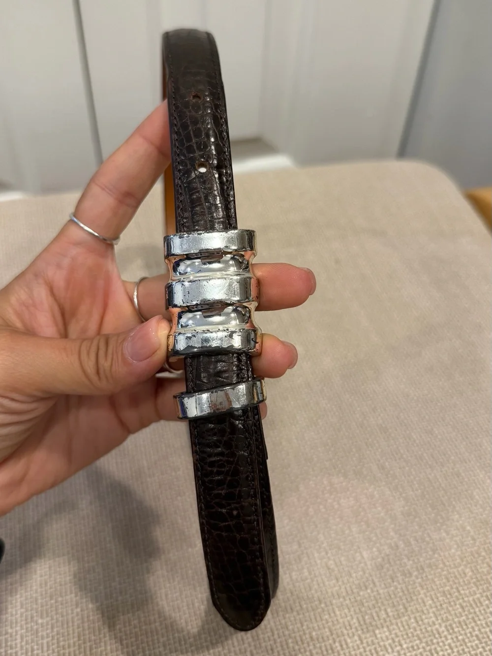 Vintage Joan & David Brown leather belt Women’s Size S Calfskin